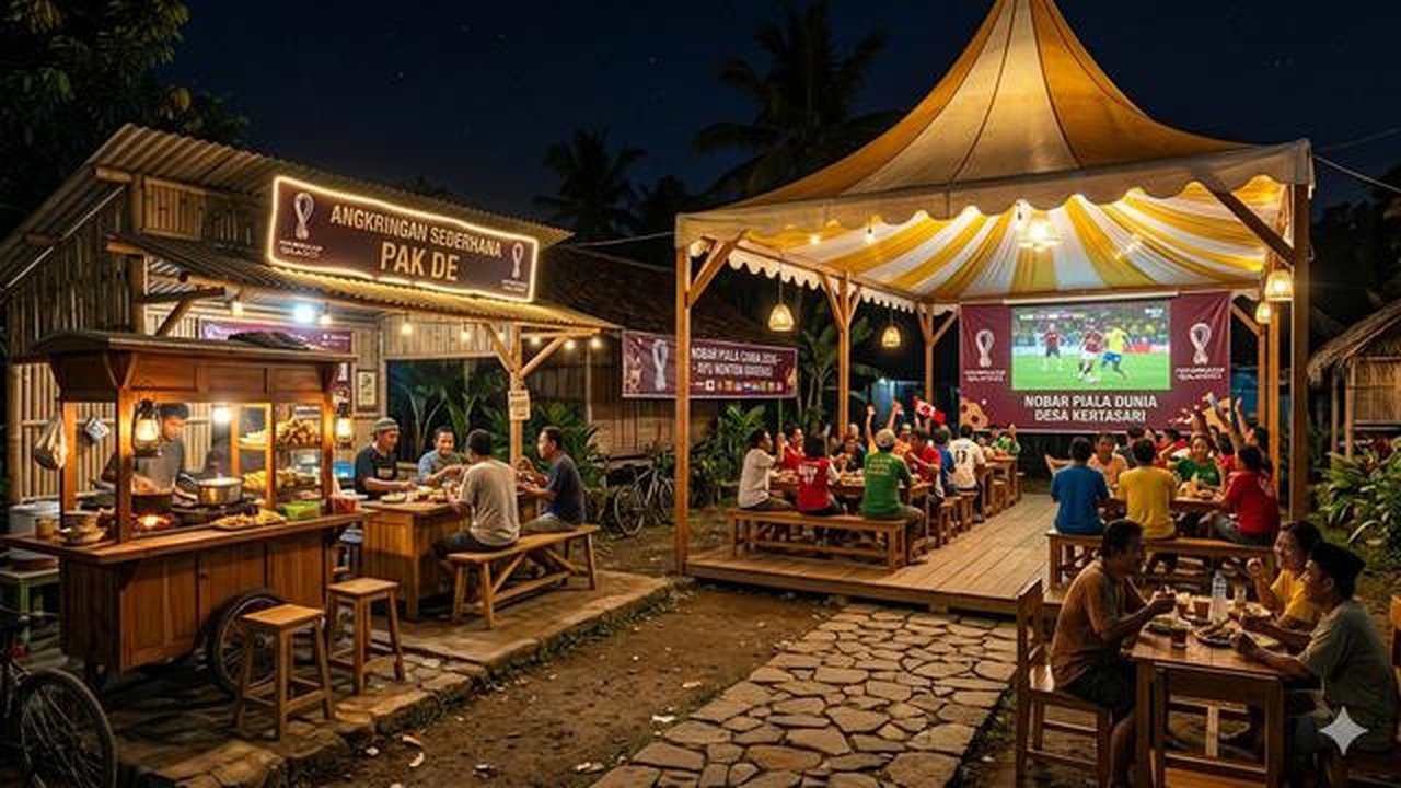 6 Ide Desain Angkringan di Desa untuk Nobar Piala Dunia yang Modern dan Estetik
