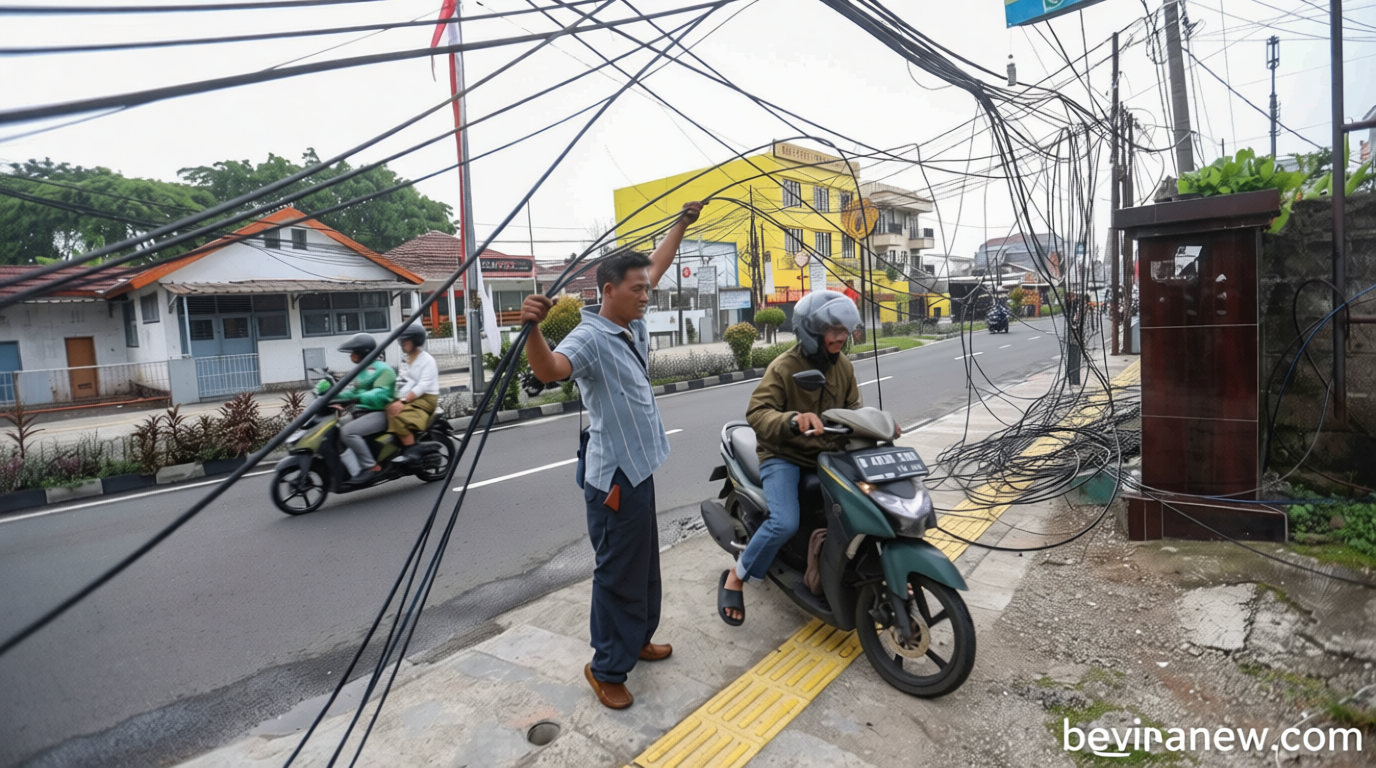 Main Agenda: FOTO: Penertiban Kabel Udara di Depok