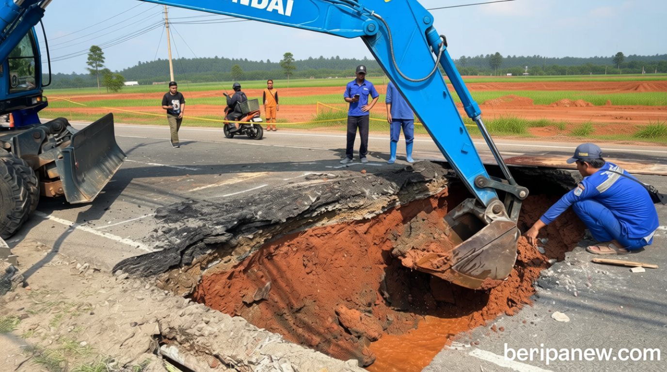 Eksavator Dikerahkan Urus Lubang Besar di Jagakarsa, Ini Penampakannya
