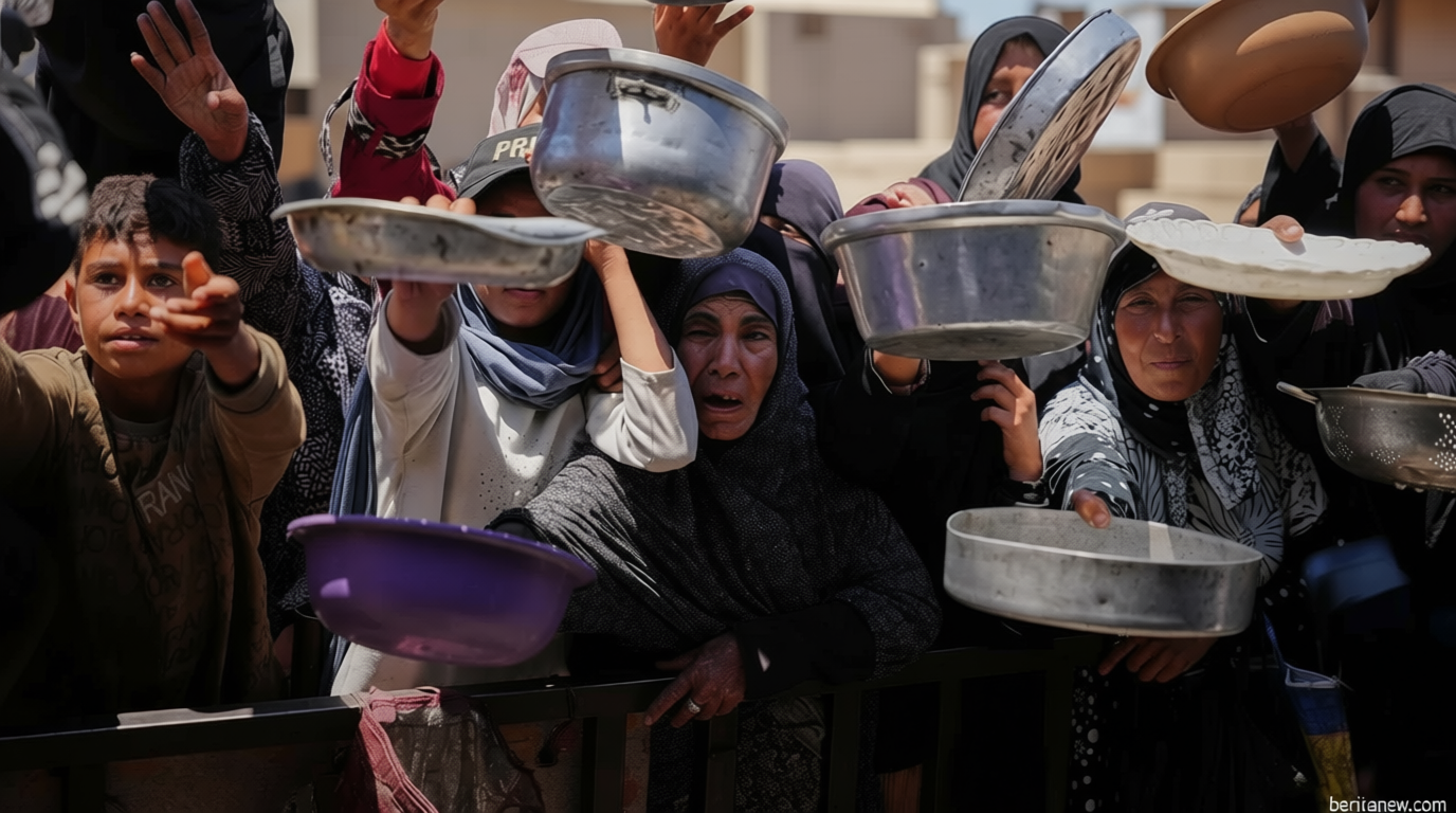FOTO: Nestapa Iduladha di Gaza, Warga Tetap Antre Makanan