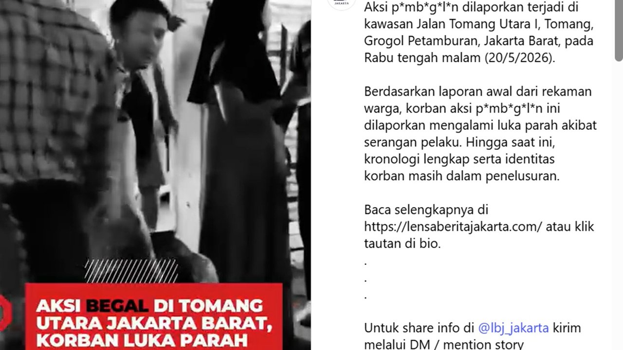 Fakta di Balik Video Viral Pria Bersimbah Darah Disebut Korban Begal di Tomang, Polisi: Kisah Asmara Itu