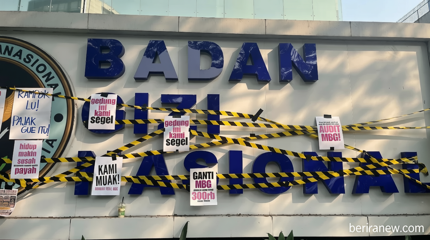 Digeruduk Massa, Kantor BGN Disegel dalam Aksi Protes Program MBG