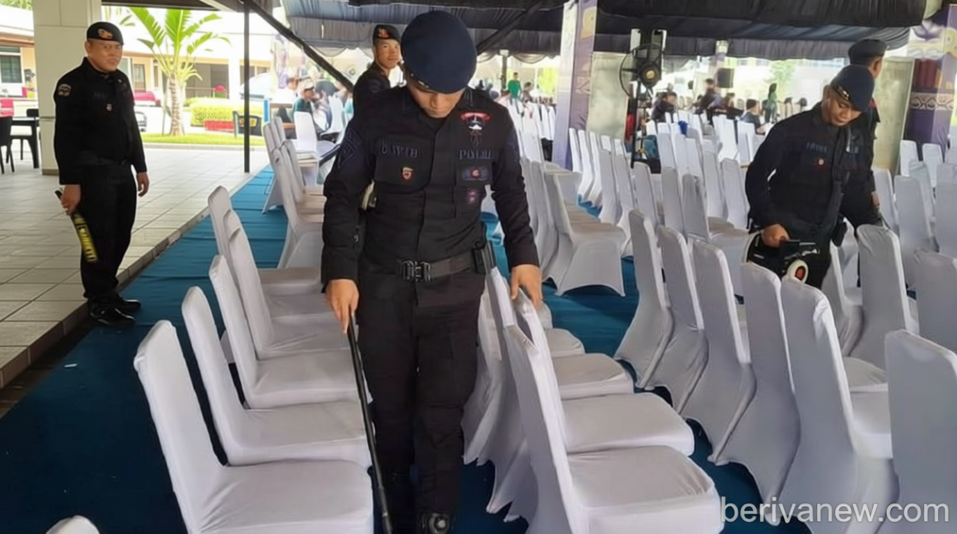 Brimob Polda Sumut Sterilkan Lokasi Gelar Melayu Serumpun ke-IX di Medan, Pastikan Keamanan Acara Internasional