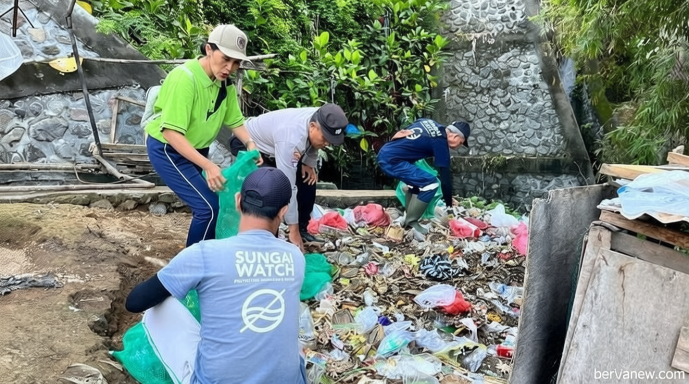 Warga Buleleng Gelar Aksi Bersih Sungai Peringati Hari Lahir Pancasila, Kumpulkan Ratusan Kilogram Sampah