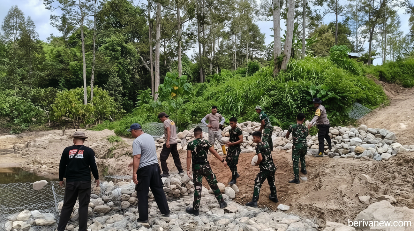 Polres Parigi Moutong Rampungkan Akses Jembatan Darurat Lobu Mandiri Pasca-Banjir