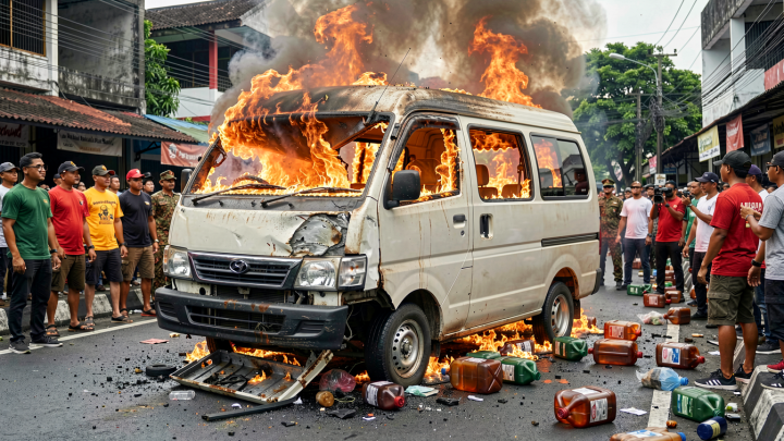 Minibus Terbakar Hebat di Kembangan Jakarta Barat, Diduga Angkut BBM Ilegal